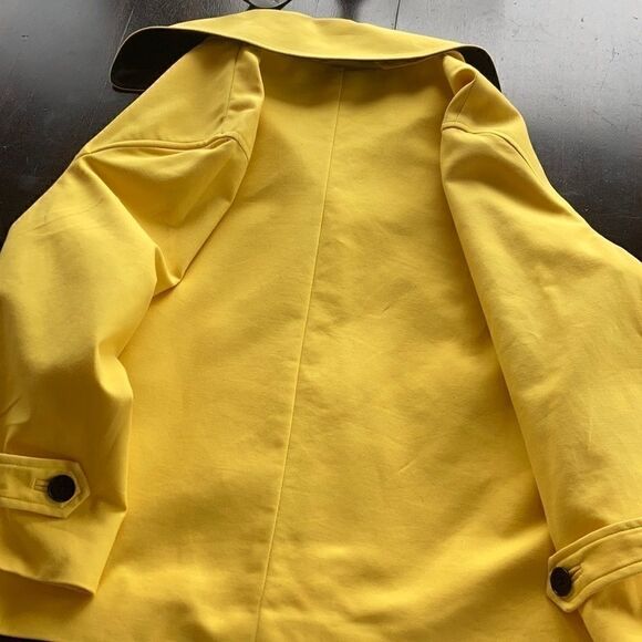 Lauren Ralph Lauren Cropped Trench Cropped double breast yellow black buttons L - Picture 13 of 16